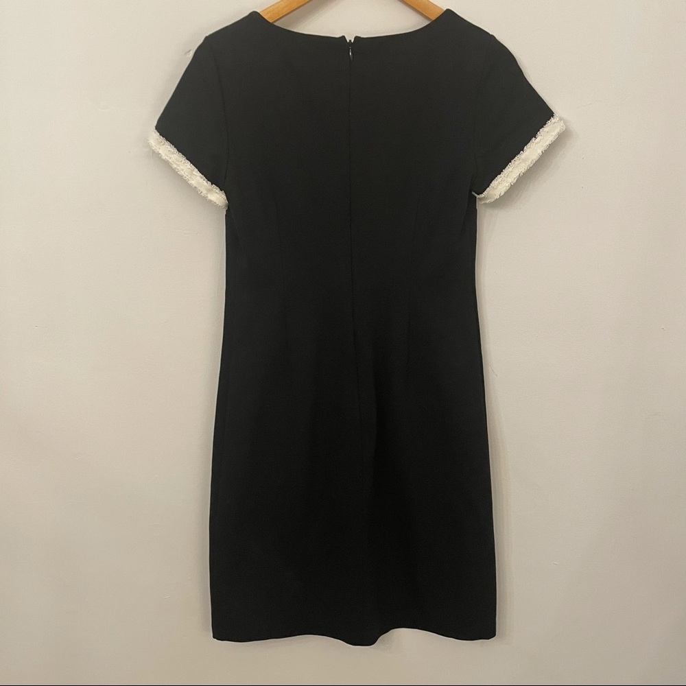 Talbots Black Dress with White Fringe Trim Size 2 - Picture 5 of 8